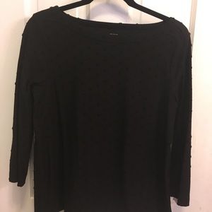 Black cotton 3/4 length boat neck shirt